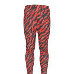 Black And Red Tiger Stripe Camo Print Men's leggings