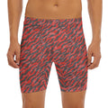 Black And Red Tiger Stripe Camo Print Men's Long Boxer Briefs