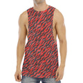 Black And Red Tiger Stripe Camo Print Men's Muscle Tank Top