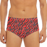 Black And Red Tiger Stripe Camo Print Men's Triangle Swim Briefs