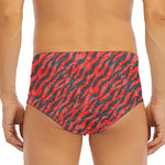 Black And Red Tiger Stripe Camo Print Men's Triangle Swim Briefs