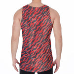 Black And Red Tiger Stripe Camo Print Men's Velvet Tank Top
