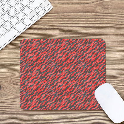 Black And Red Tiger Stripe Camo Print Mouse Pad