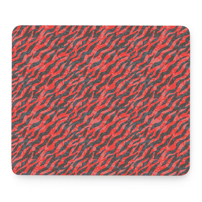 Black And Red Tiger Stripe Camo Print Mouse Pad