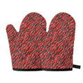 Black And Red Tiger Stripe Camo Print Oven Mitts