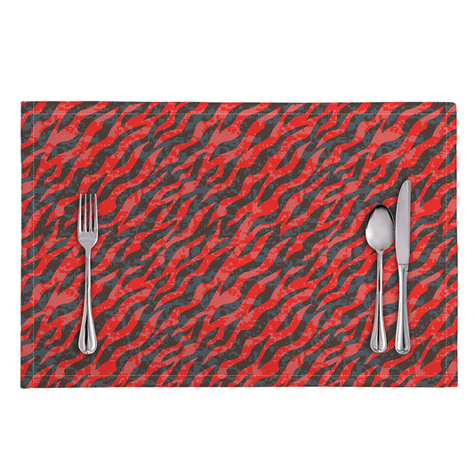 Black And Red Tiger Stripe Camo Print Placemat