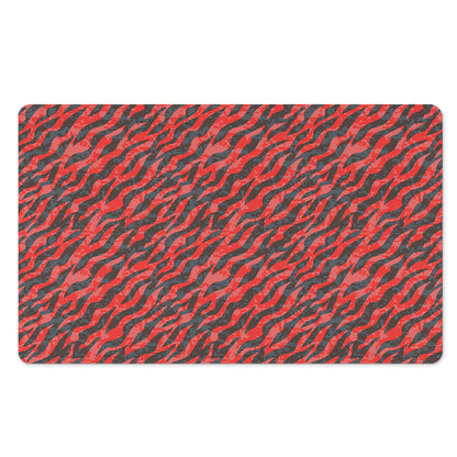 Black And Red Tiger Stripe Camo Print Polyester Doormat