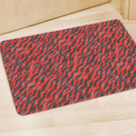 Black And Red Tiger Stripe Camo Print Polyester Doormat