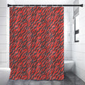 Black And Red Tiger Stripe Camo Print Premium Shower Curtain