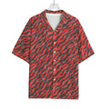 Black And Red Tiger Stripe Camo Print Rayon Hawaiian Shirt