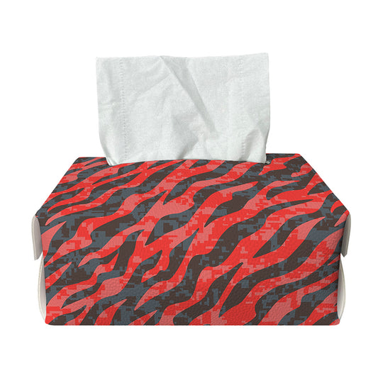 Black And Red Tiger Stripe Camo Print Rectangle Tissue Box Cover