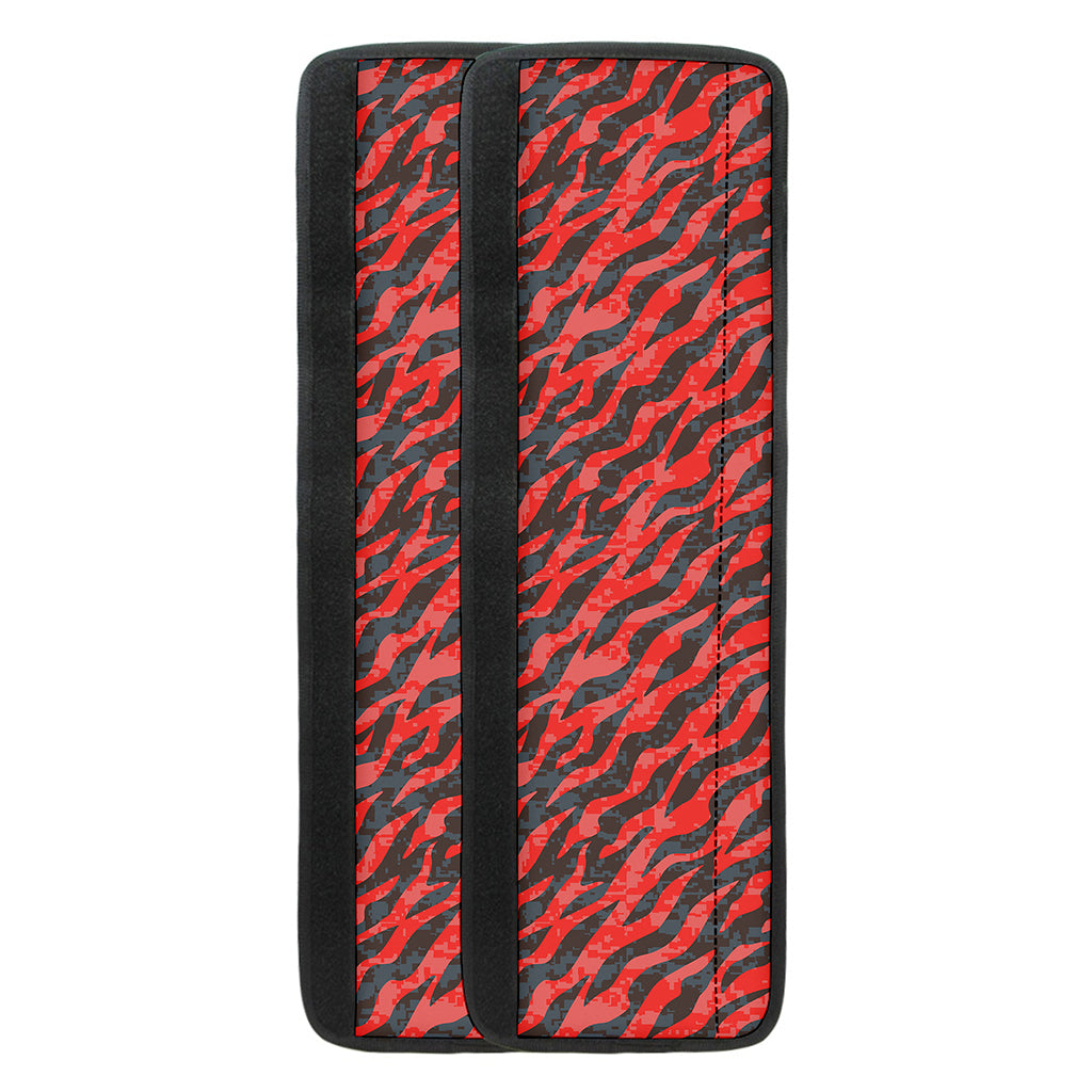 Black And Red Tiger Stripe Camo Print Refrigerator Handle Covers