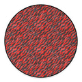 Black And Red Tiger Stripe Camo Print Round Floor Mat