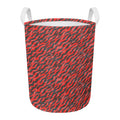 Black And Red Tiger Stripe Camo Print Round Laundry Basket