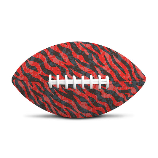 Black And Red Tiger Stripe Camo Print Rugby Ball