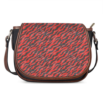 Black And Red Tiger Stripe Camo Print Saddle Bag