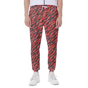 Black And Red Tiger Stripe Camo Print Scuba Joggers