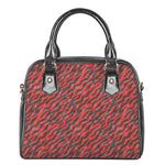 Black And Red Tiger Stripe Camo Print Shoulder Handbag