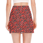 Black And Red Tiger Stripe Camo Print Side Slit Mini Skirt