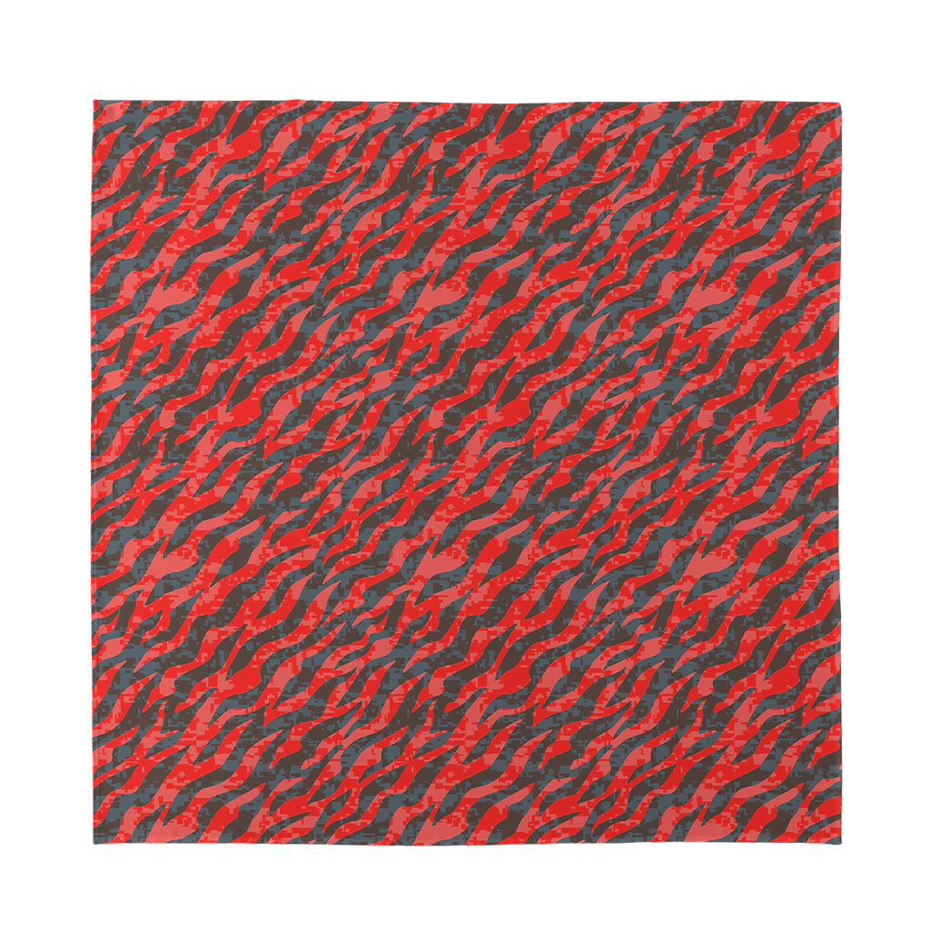 Black And Red Tiger Stripe Camo Print Silk Bandana