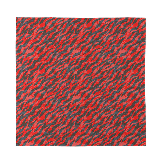 Black And Red Tiger Stripe Camo Print Silk Bandana