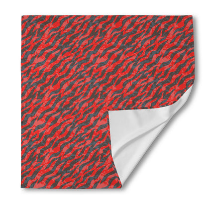 Black And Red Tiger Stripe Camo Print Silk Bandana
