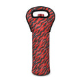 Black And Red Tiger Stripe Camo Print Single Neoprene Wine Tote