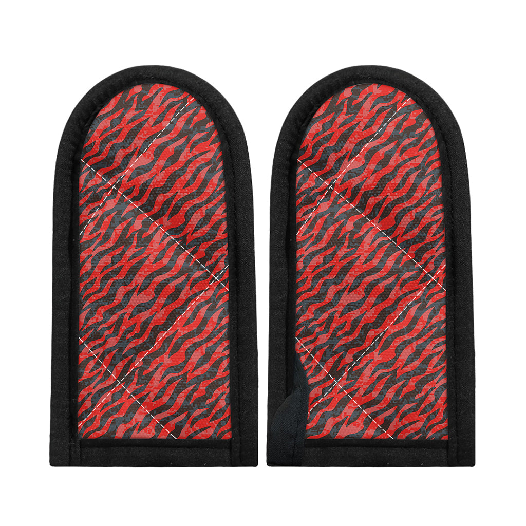 Black And Red Tiger Stripe Camo Print Skillet Handle Cover