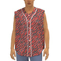 Black And Red Tiger Stripe Camo Print Sleeveless Baseball Jersey