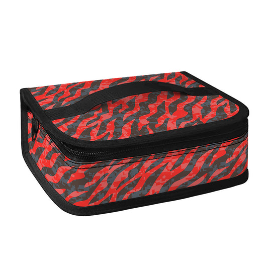 Black And Red Tiger Stripe Camo Print Small Lunch Bag