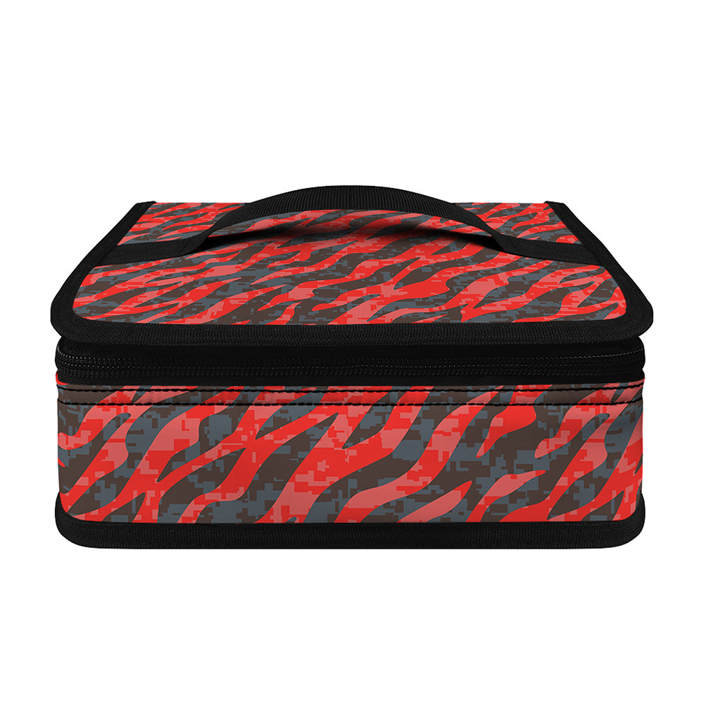 Black And Red Tiger Stripe Camo Print Small Lunch Bag