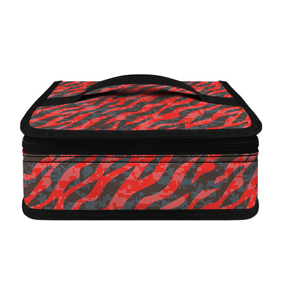 Black And Red Tiger Stripe Camo Print Small Lunch Bag