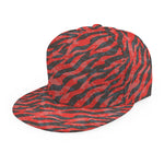 Black And Red Tiger Stripe Camo Print Snapback Cap