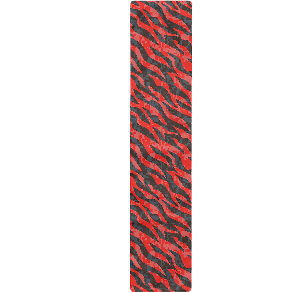 Black And Red Tiger Stripe Camo Print Table Runner