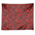 Black And Red Tiger Stripe Camo Print Tapestry
