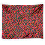 Black And Red Tiger Stripe Camo Print Tapestry