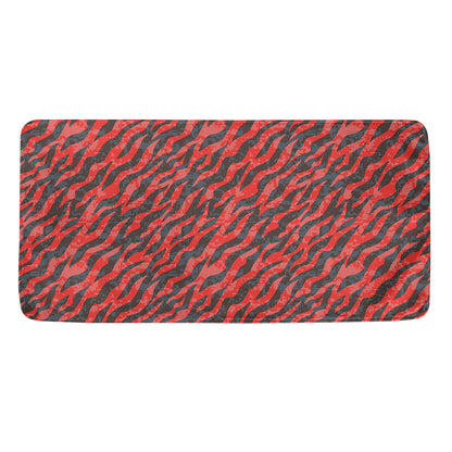 Black And Red Tiger Stripe Camo Print Towel