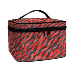 Black And Red Tiger Stripe Camo Print Travel Makeup Bag