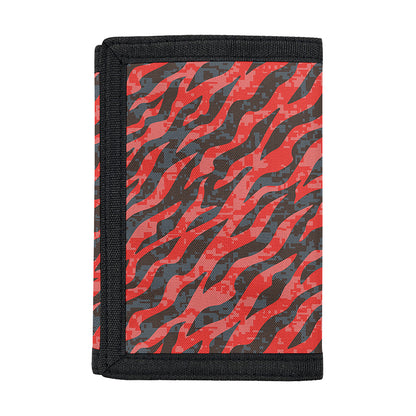 Black And Red Tiger Stripe Camo Print Trifold Wallet