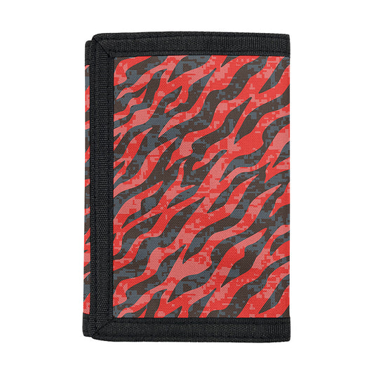 Black And Red Tiger Stripe Camo Print Trifold Wallet