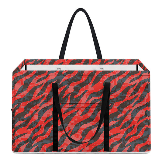 Black And Red Tiger Stripe Camo Print Utility Tote Bag