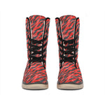 Black And Red Tiger Stripe Camo Print Winter Boots