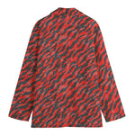 Black And Red Tiger Stripe Camo Print Women's Blazer