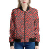 Black And Red Tiger Stripe Camo Print Women's Bomber Jacket