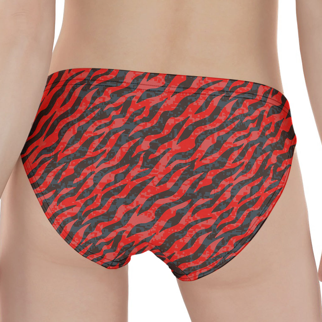 Black And Red Tiger Stripe Camo Print Women's Panties