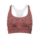 Black And Red Tiger Stripe Camo Print Women's Sports Bra