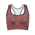 Black And Red Tiger Stripe Camo Print Women's Sports Bra