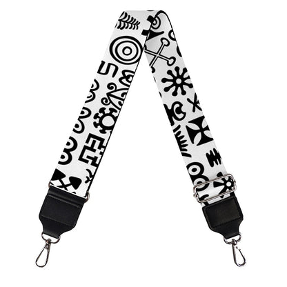 Black And White Adinkra Tribe Symbols Bag Strap