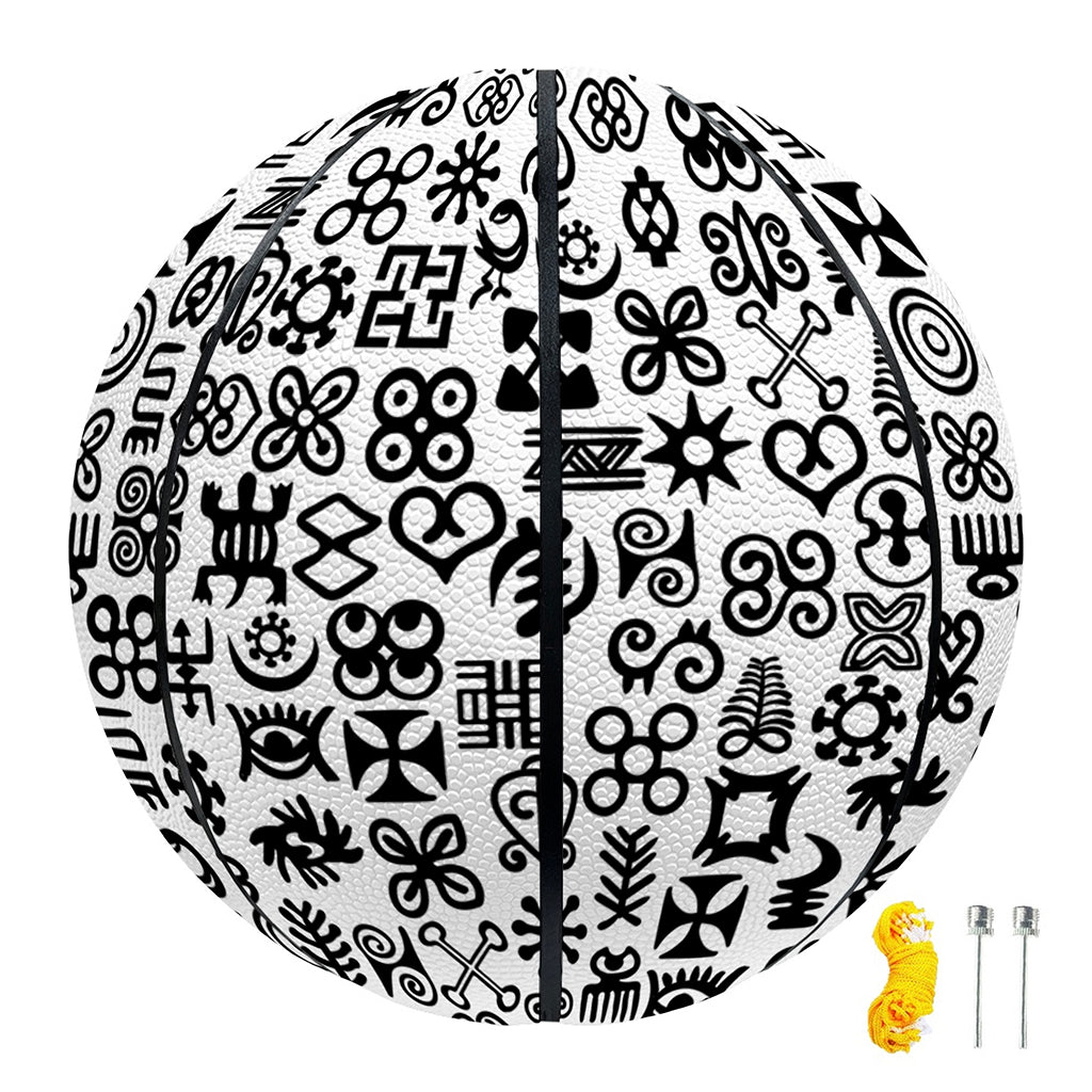 Black And White Adinkra Tribe Symbols Basketball