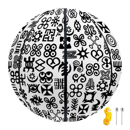 Black And White Adinkra Tribe Symbols Basketball